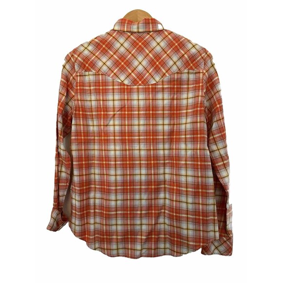 Tecovas Shirt Womens Small  Pearl Snap Button Orange Plaid Cowboy Western Rodeo - Picture 2 of 6